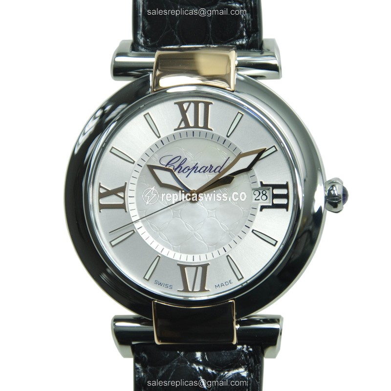 Chopard Imperiale 388531-6001 Replica - Automatic - 18kt Rose Gold & Steel Case - Silver Dial - Black Alligator Strap - Luxury Replica IMPERIALE Watch